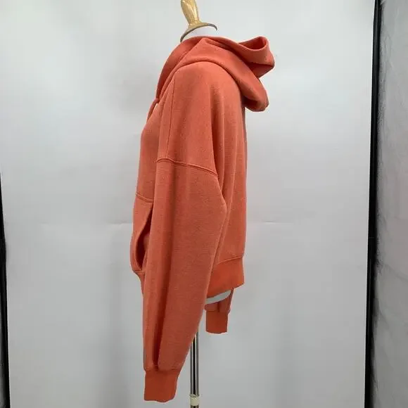 FP Movement Hoodie Womens XS Orange Fleece Lined Believe It Lace Up Free People - Picture 4 of 12
